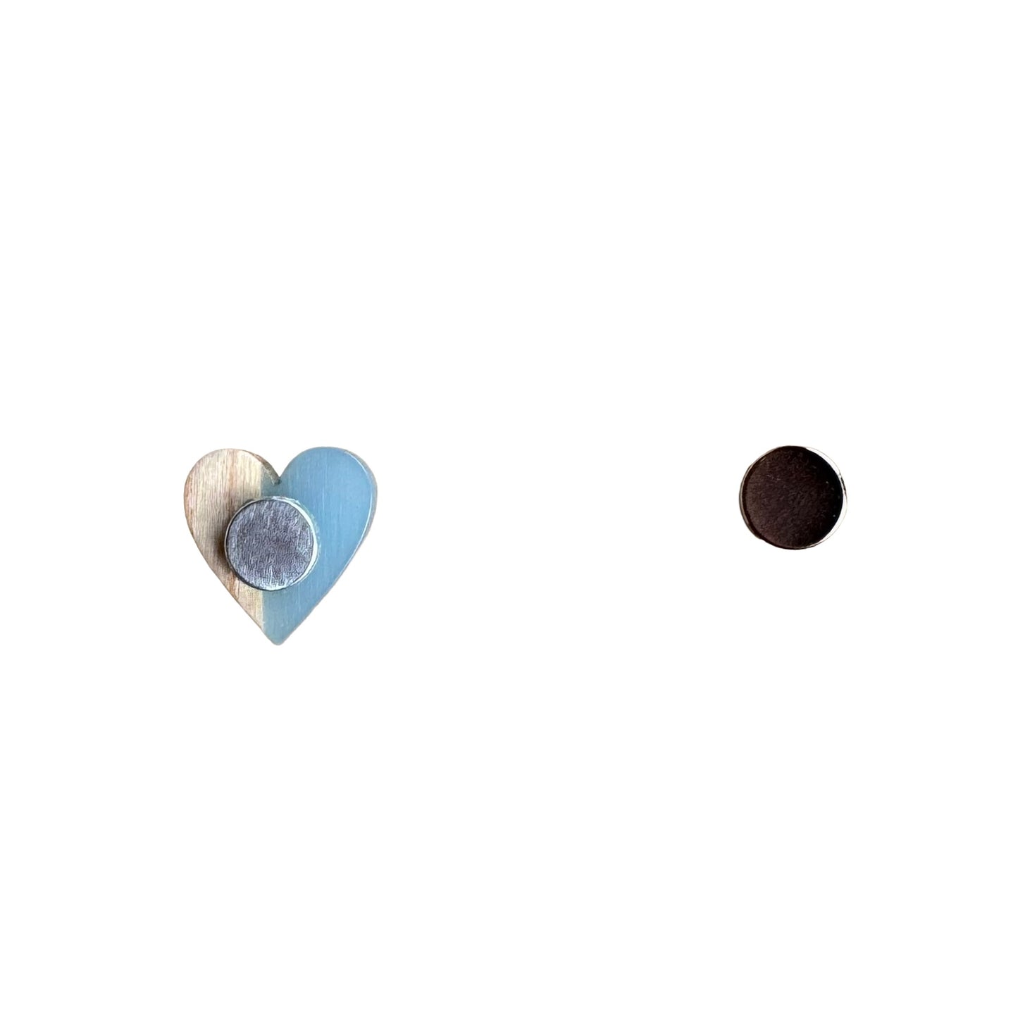Wood and Blue Resin Heart Shaped Needle Minder