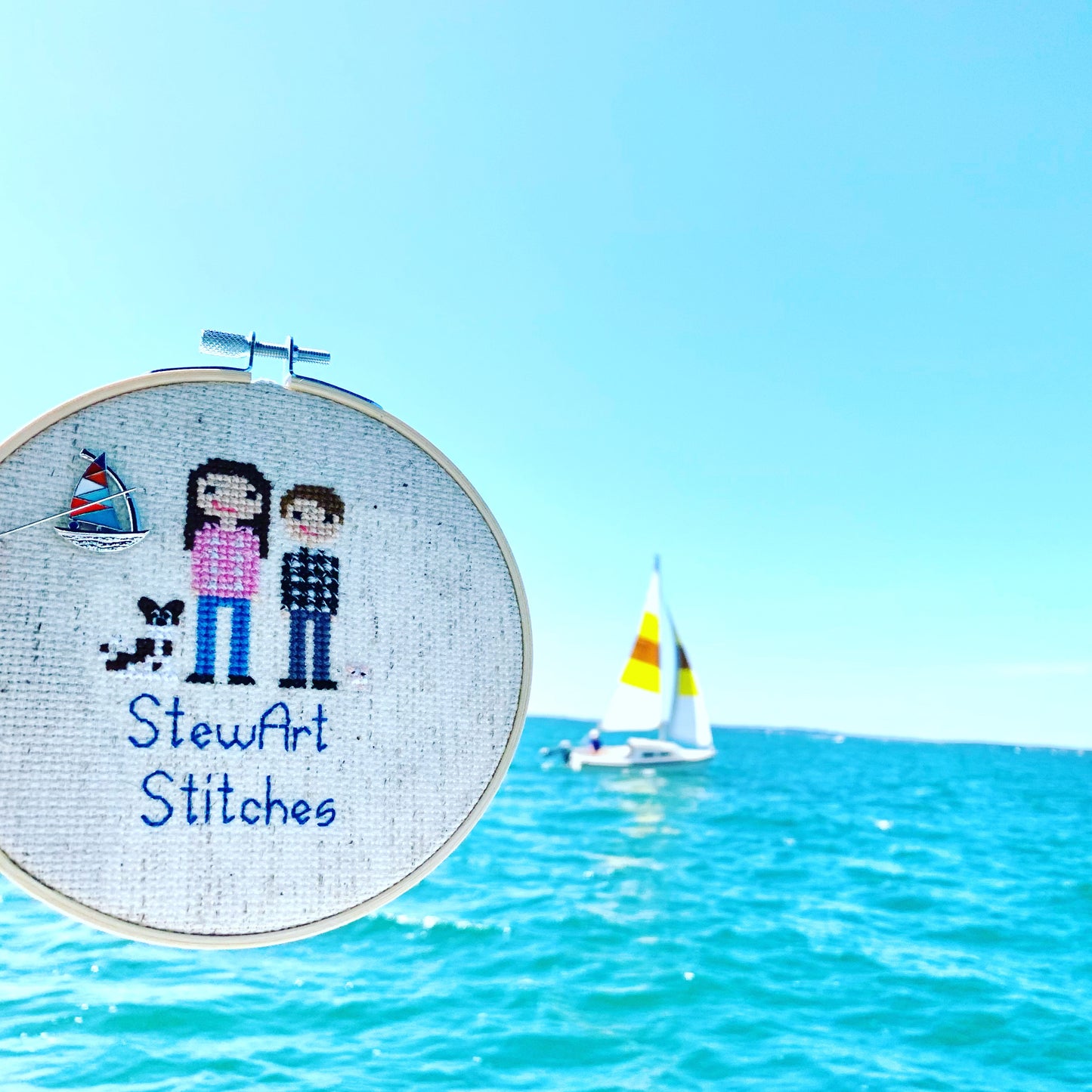 Sail Boat Enamel Needle Minder