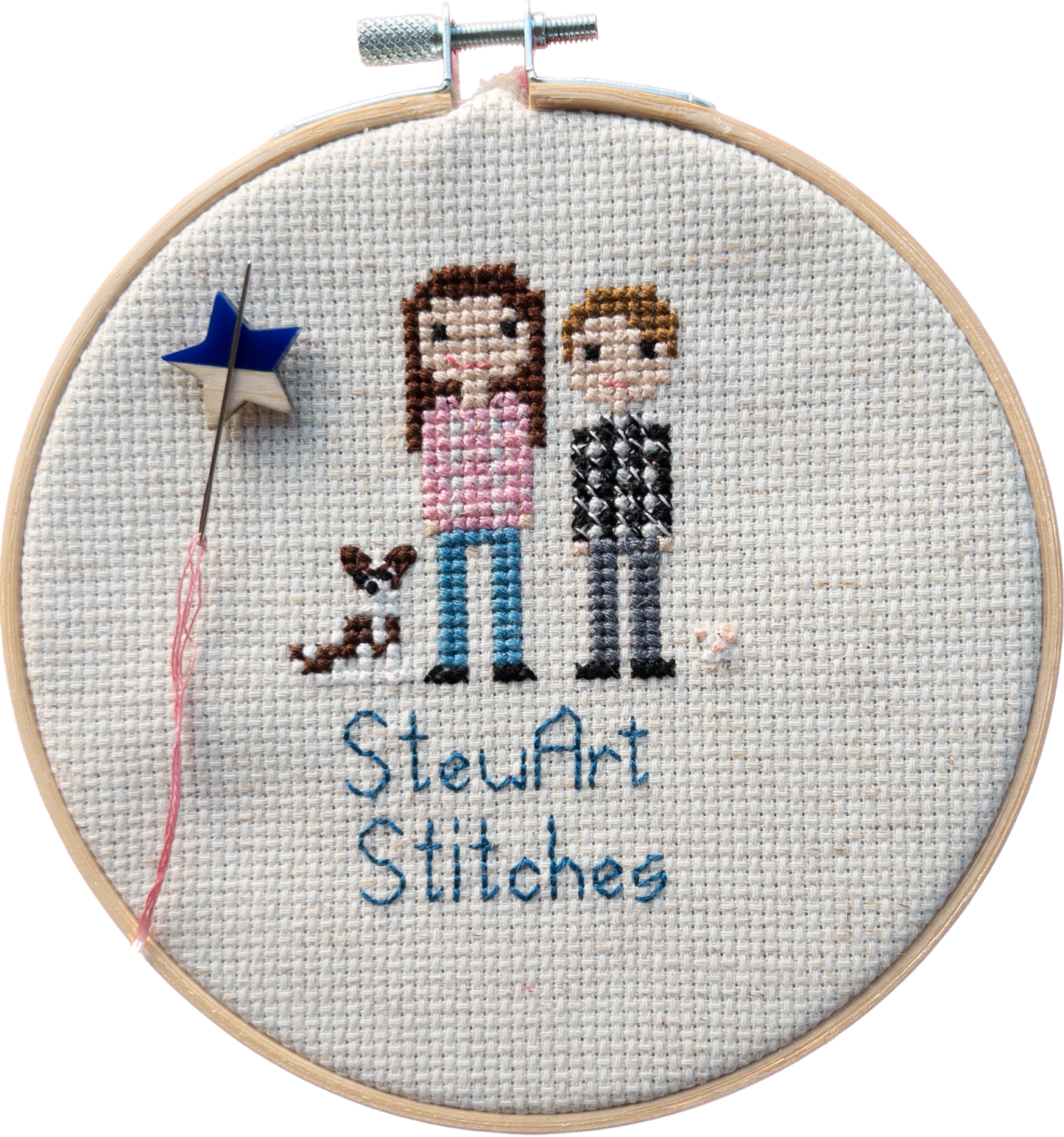 Star shaped magnetic needle minder with blue resin and natural wood – ideal for cross stitch, embroidery, needlepoint, quilting, and hand sewing. A unique and functional needle holder for stitchers and crafters.