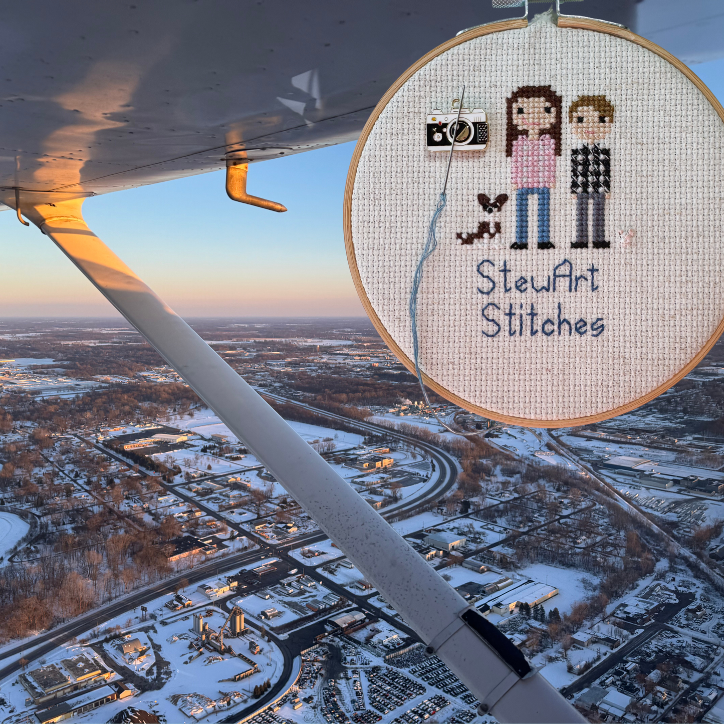 Camera magnetic needle minder – travel themed enamel accessory for cross stitch, embroidery, and needlepoint – fun stitching gift for travelers and adventure lovers.