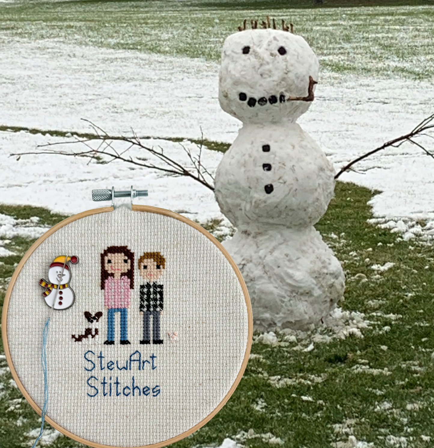 snowman enamel magnetic needle minder