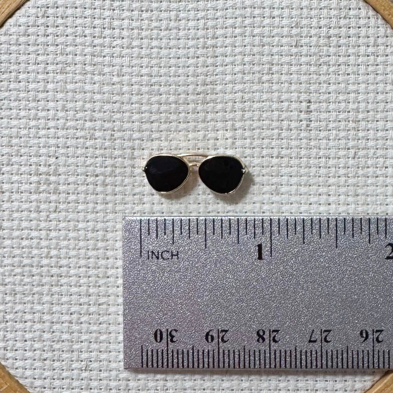 Aviator sunglasses magnetic needle minder – stylish enamel accessory for cross stitch, embroidery, and needlepoint – cool retro stitching gift for summer and travel lovers.