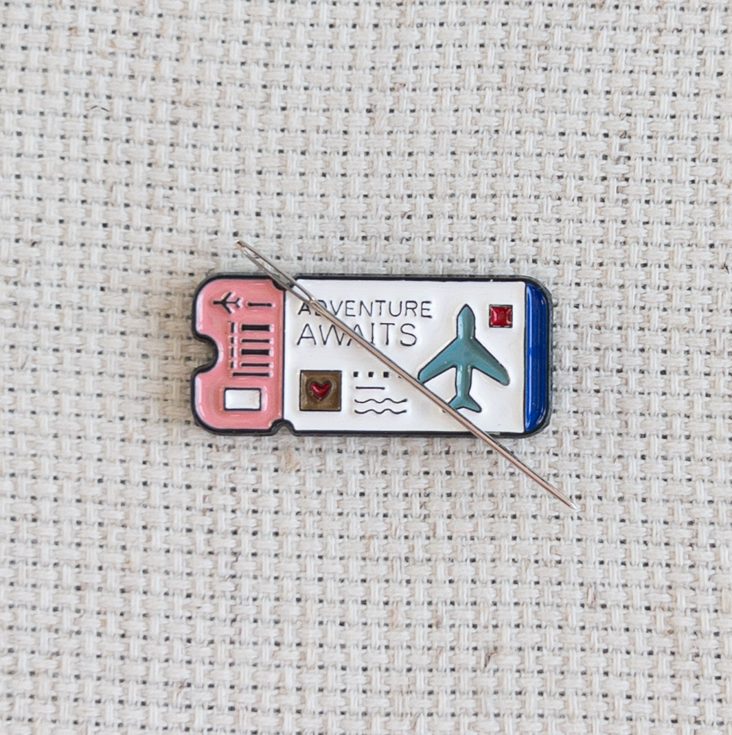 Airplane Ticket Enamel Needle Minder