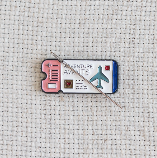 Airplane Ticket Enamel Needle Minder