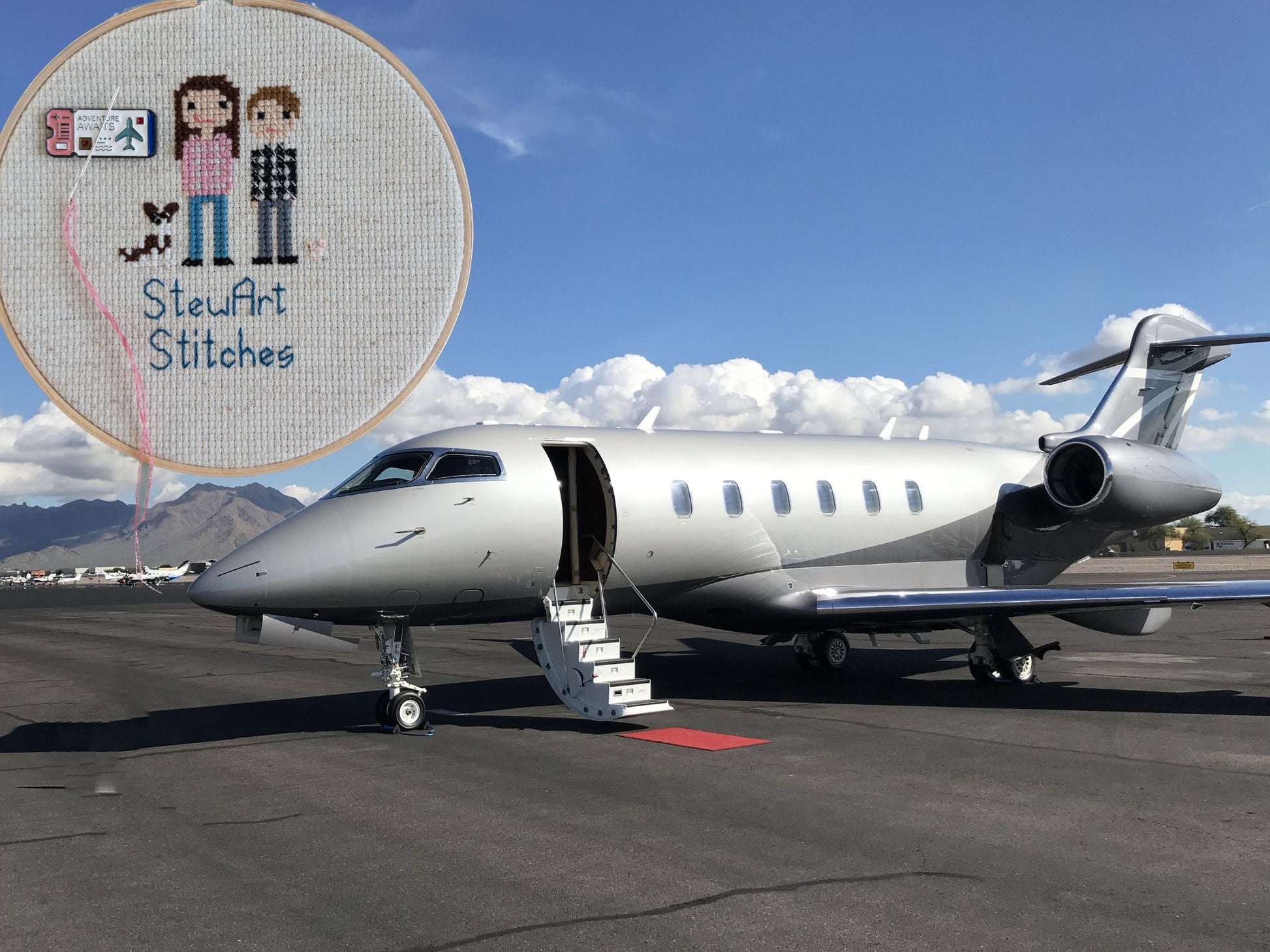 Airplane ticket magnetic needle minder – travel themed enamel accessory for cross stitch, embroidery, and needlepoint – fun stitching gift for travelers and adventure lovers.