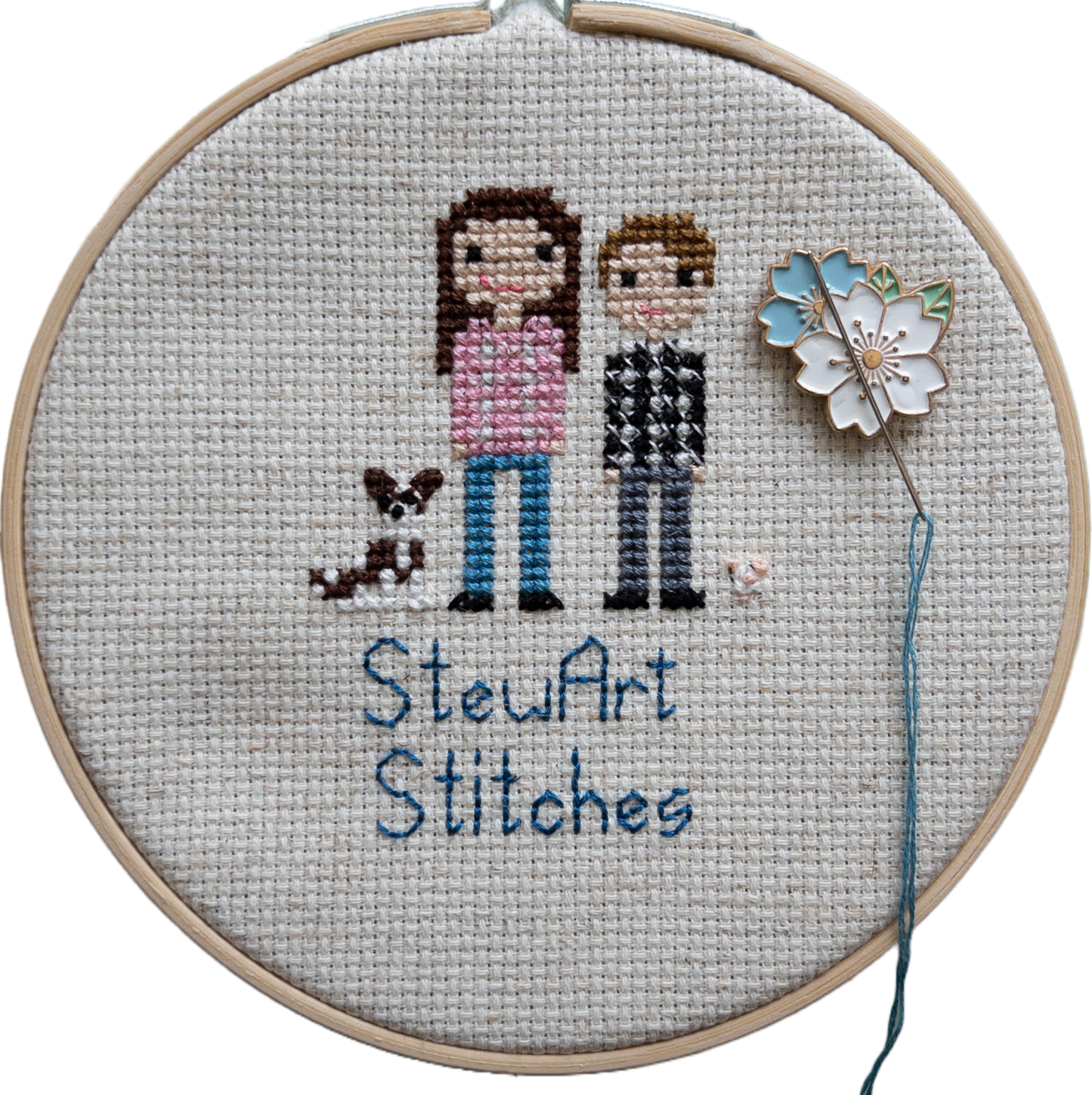 Blue and White Flowers Enamel Needle Minder