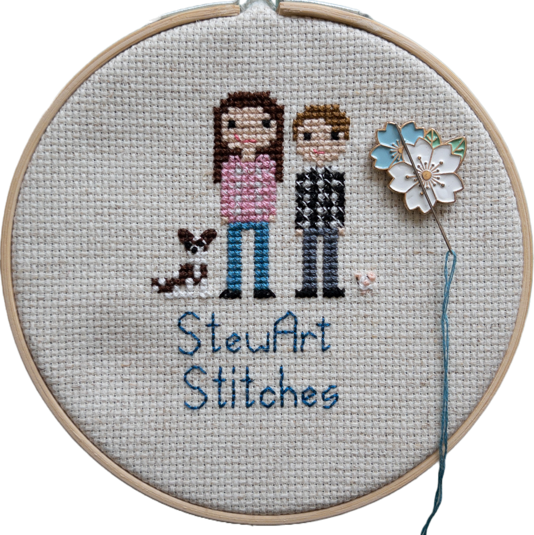 Blue and White Flowers Enamel Needle Minder