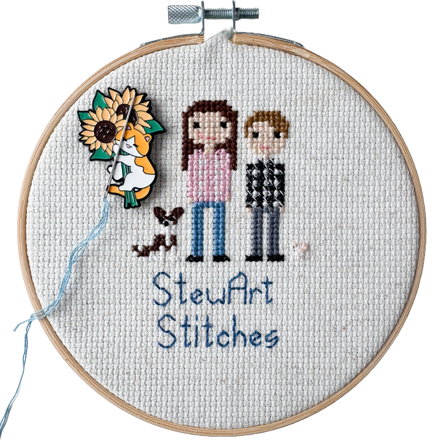 Cat With Sunflowers Magnetic Enamel Needle Minder