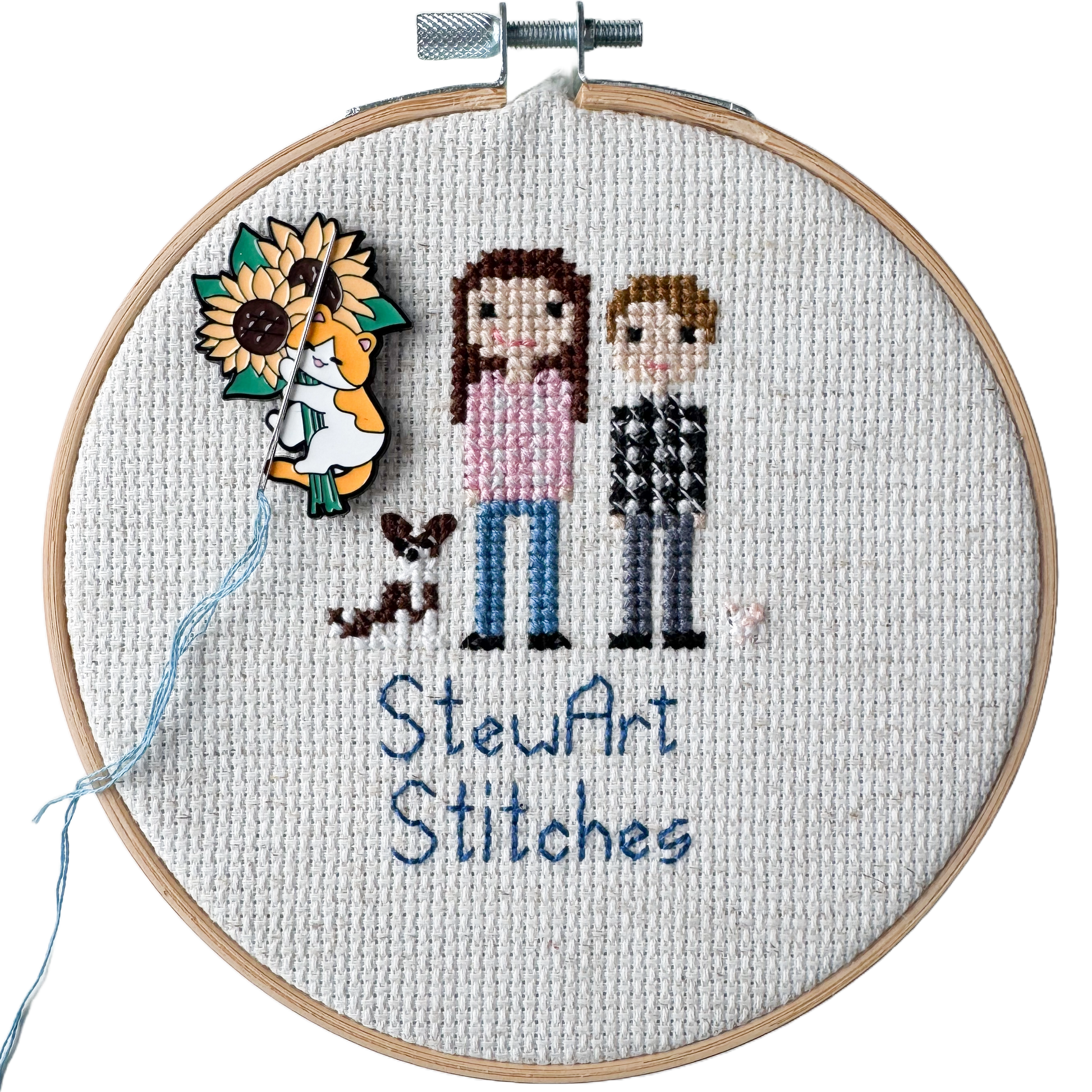 Cat With Sunflowers Magnetic Enamel Needle Minder