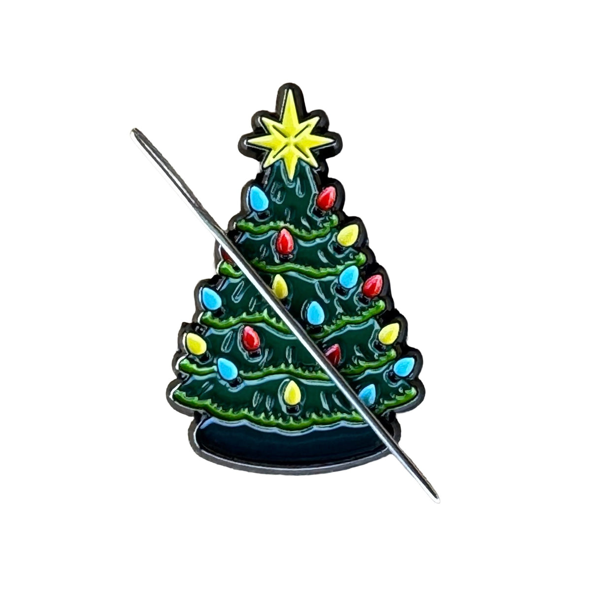 Christmas Tree Enamel Needle Minder  . Magnetic needle holder for cross stitch, needlepoint, embroidery, quilting, sewing and other stitching projects.
