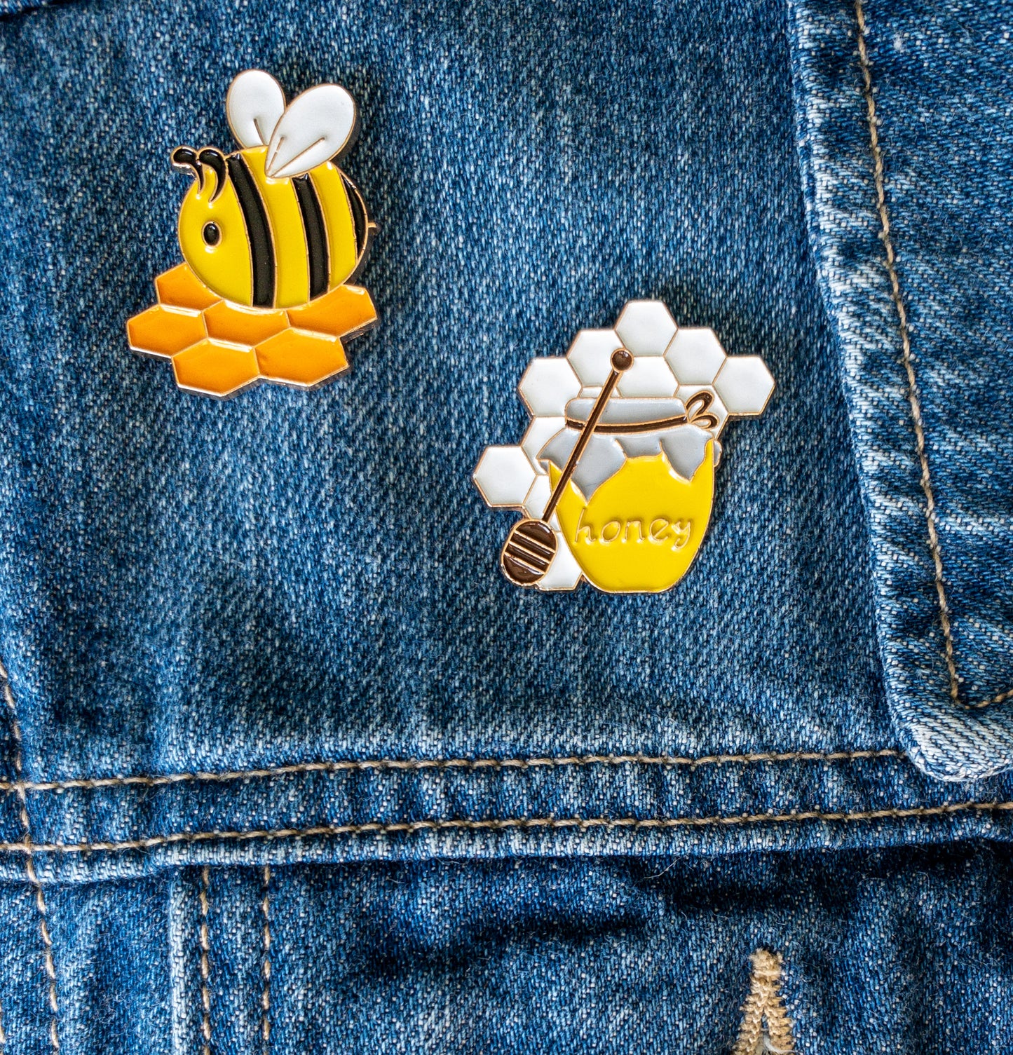 Honey and Honey Bee Enamel  Pins 