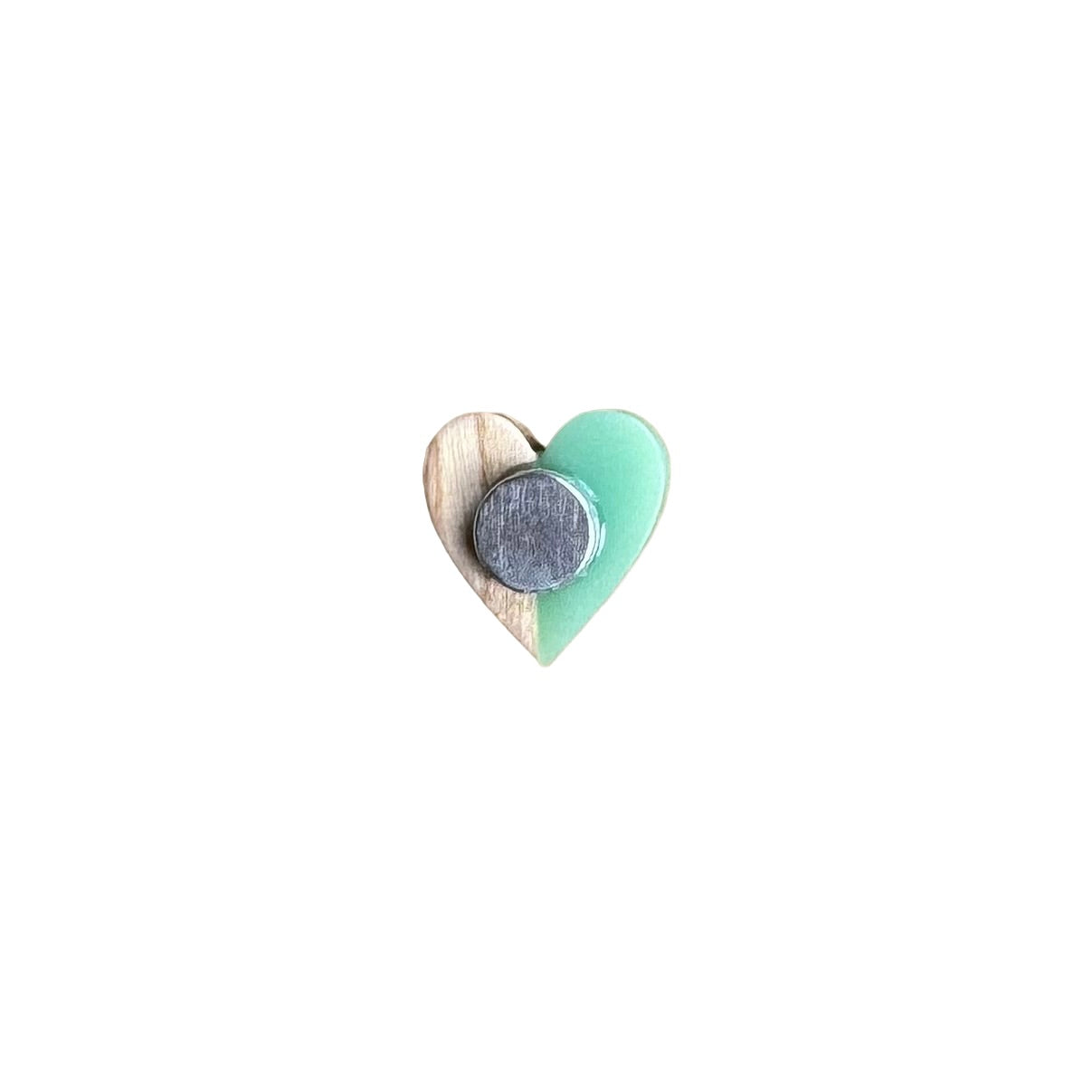Wood and Green Resin Heart Shaped Needle Minder