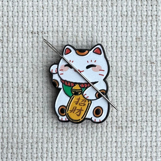 Happy Cat Enamel Needle Minder 