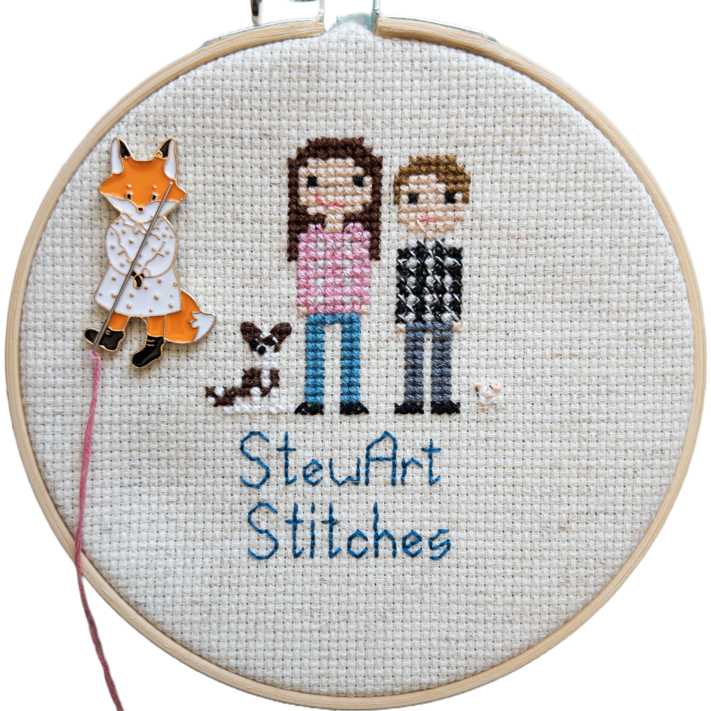 Lady Fox Enamel Needle Minder