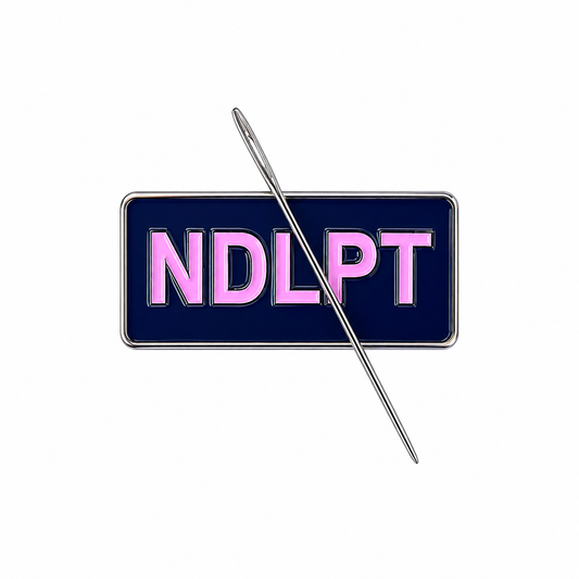 NDLPT magnetic enamel needle minder for needlepoint, cross stitch, embroidery and sewing projects.