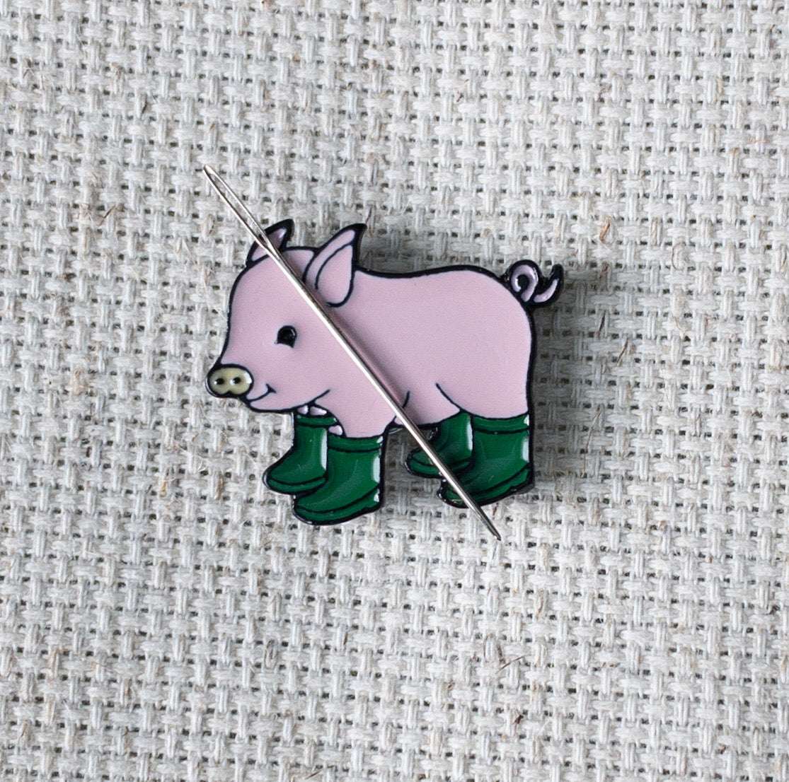 Pig in Rain Boots Enamel Needle Minder