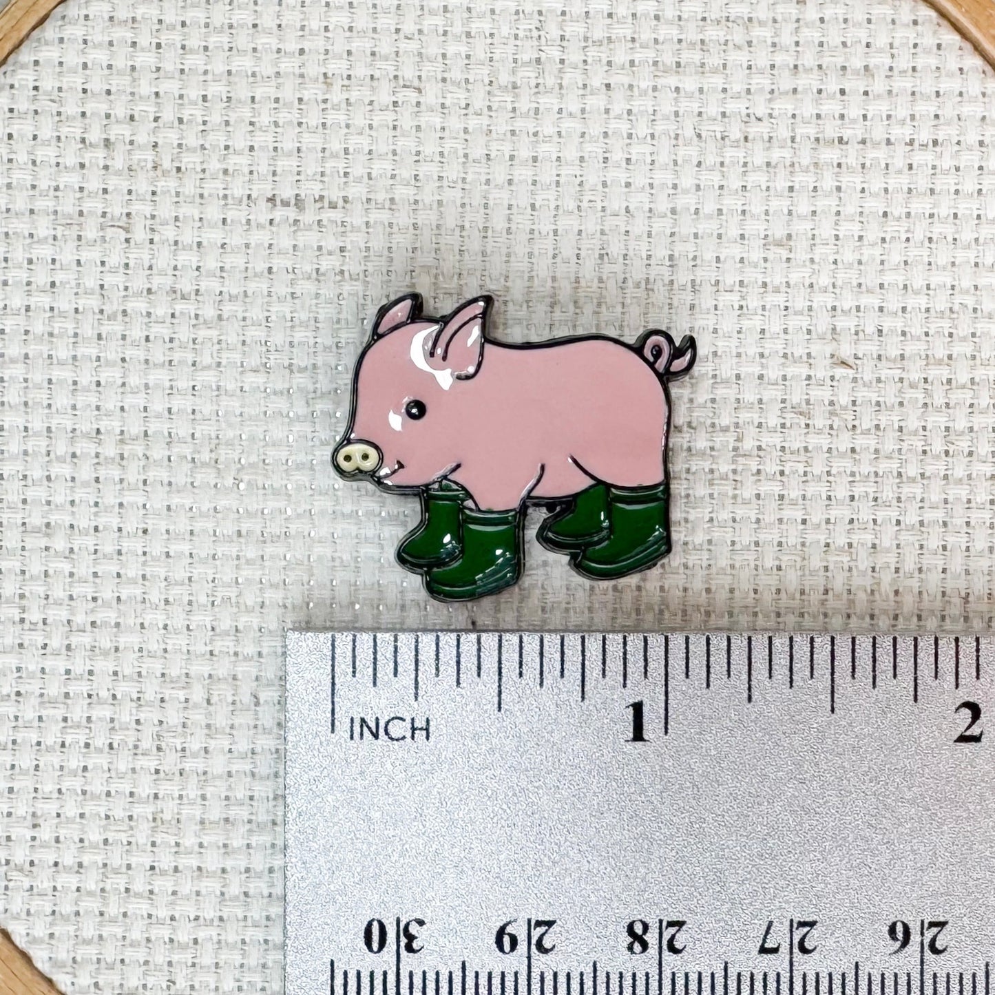 Pig in Rain Boots Enamel Needle Minder