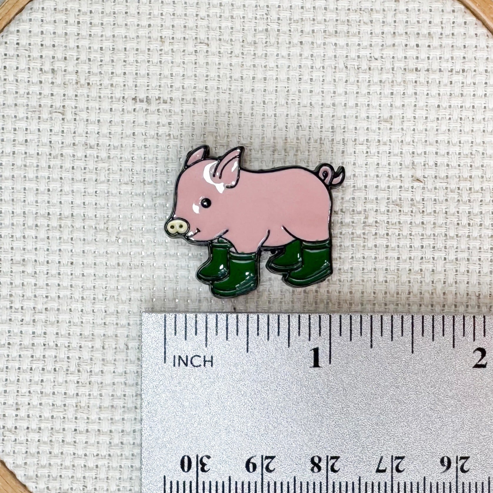 Pig in Rain Boots Enamel Needle Minder