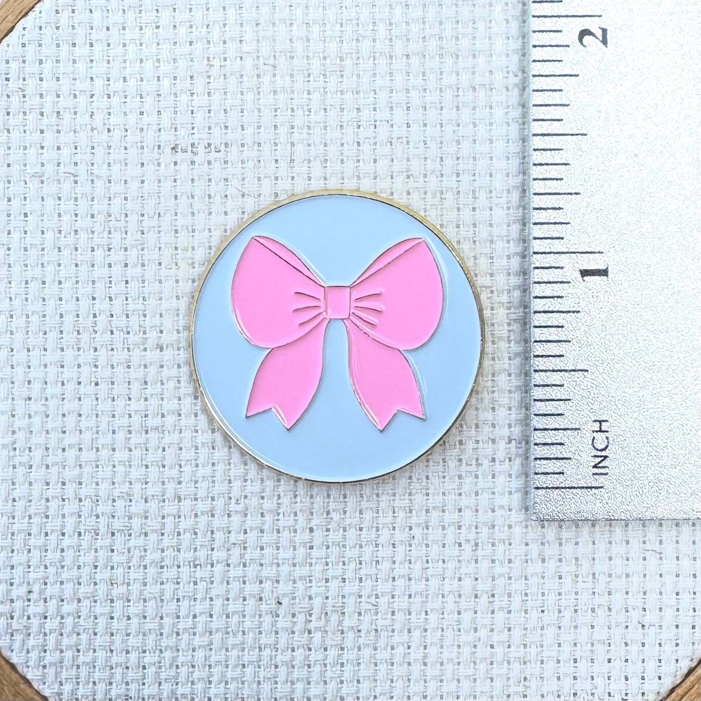 Pink Bow Enamel Needle Minder