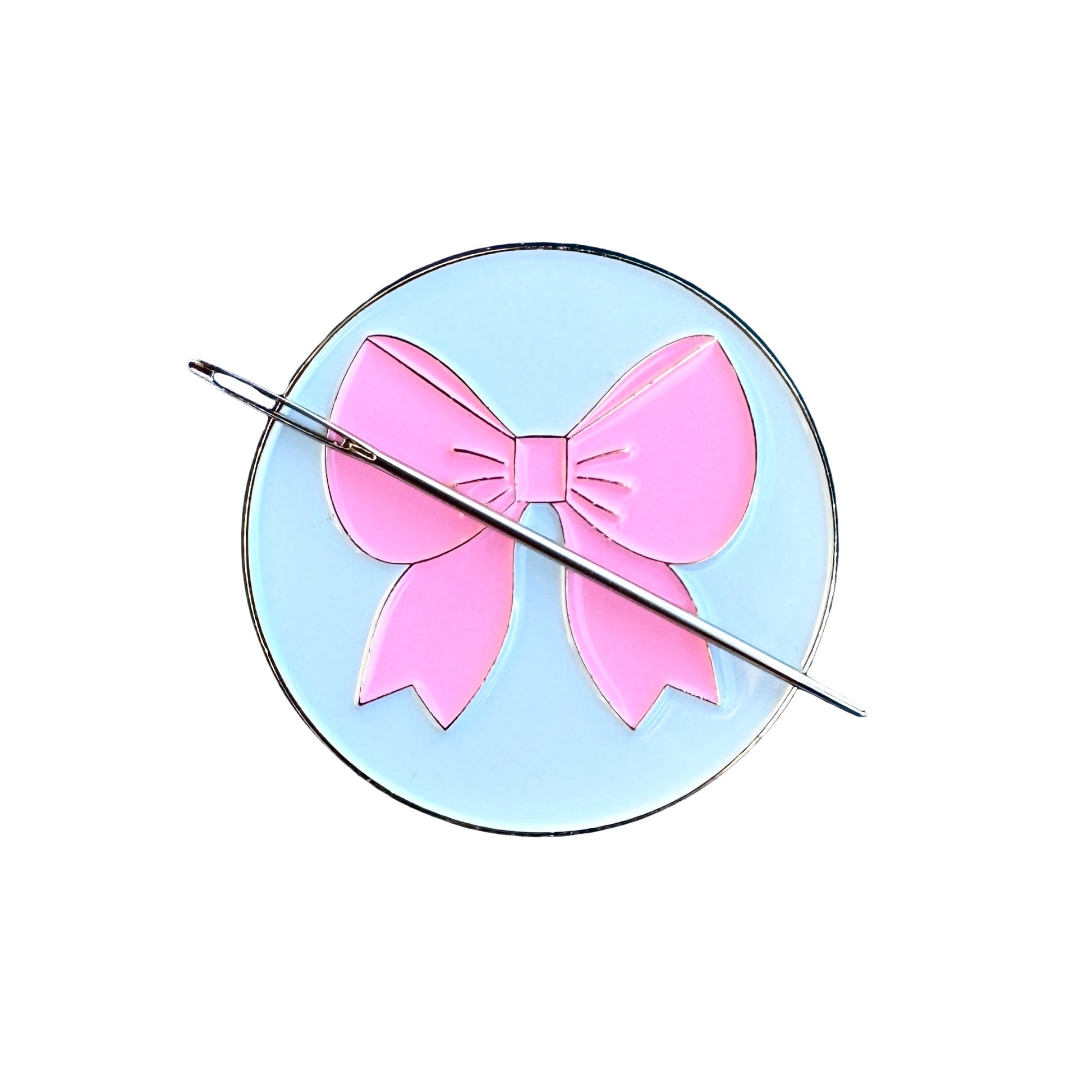 Pink Bow Enamel Needle Minder