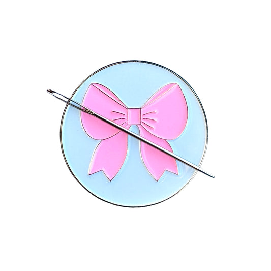 Pink Bow Enamel Needle Minder