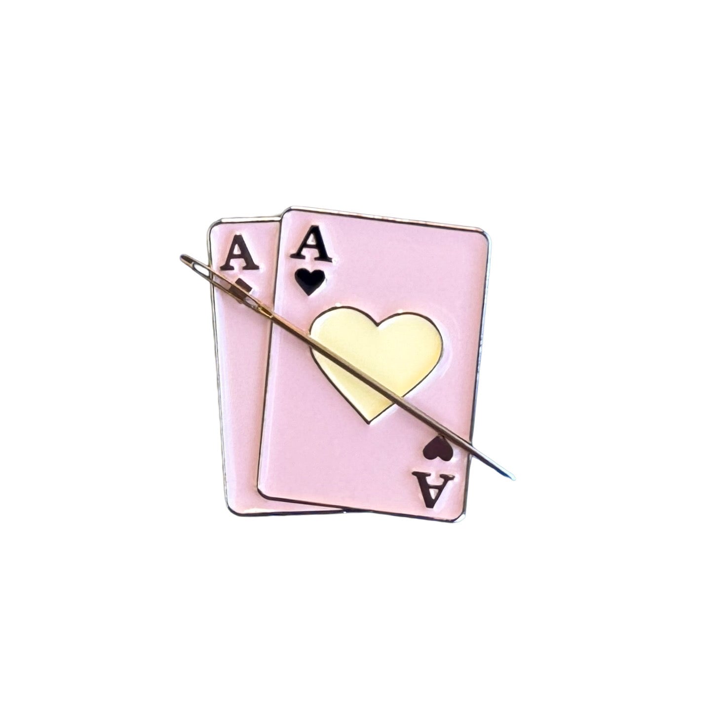 Pink Cards Enamel Needle Minder