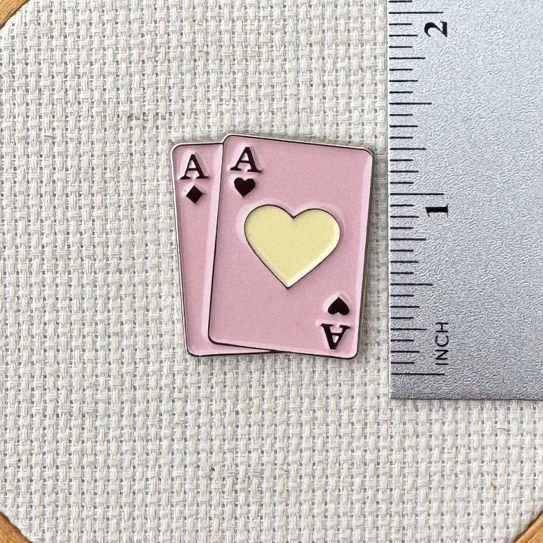 Pink Cards Enamel Needle Minder