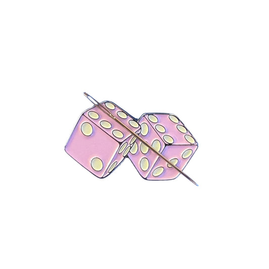 Pink Dice Enamel Needle Minder