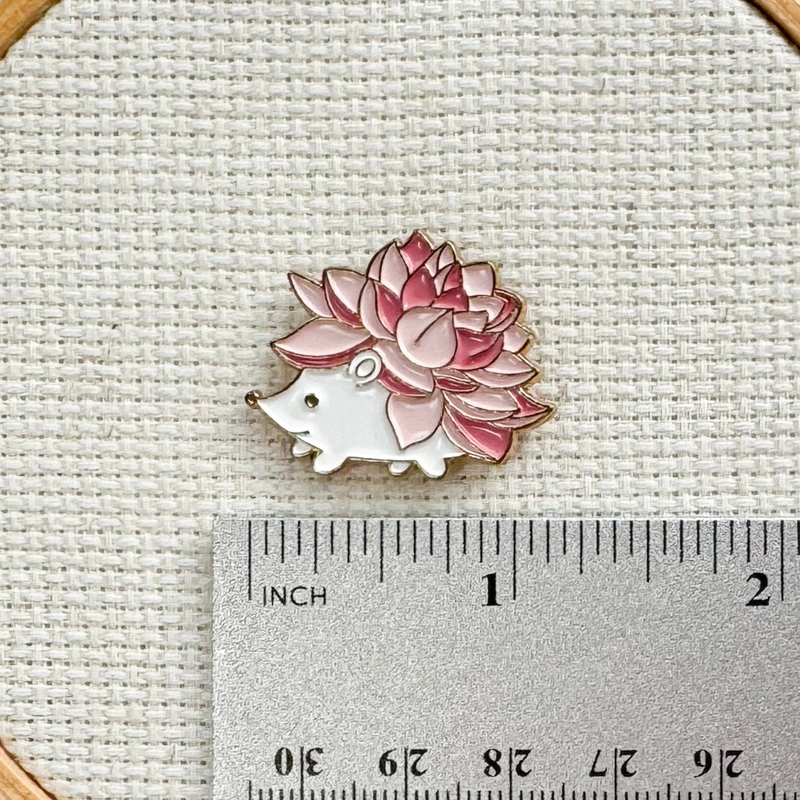 Pink Hedgehog Enamel Needle Minder