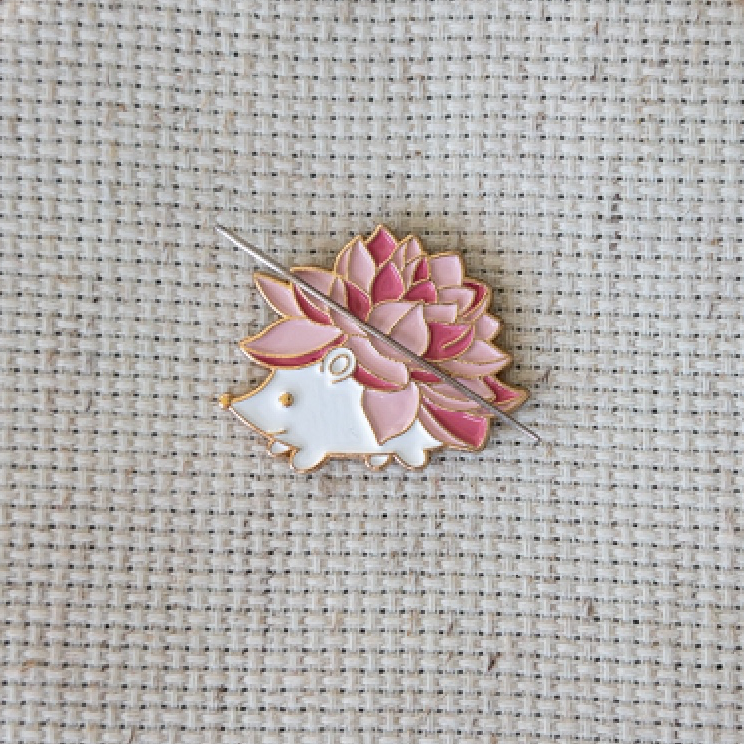 Pink Hedgehog Enamel Needle Minder