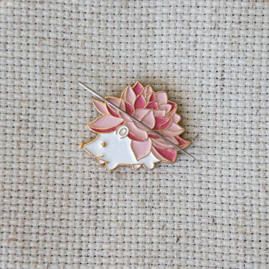 Pink Hedgehog Enamel Needle Minder