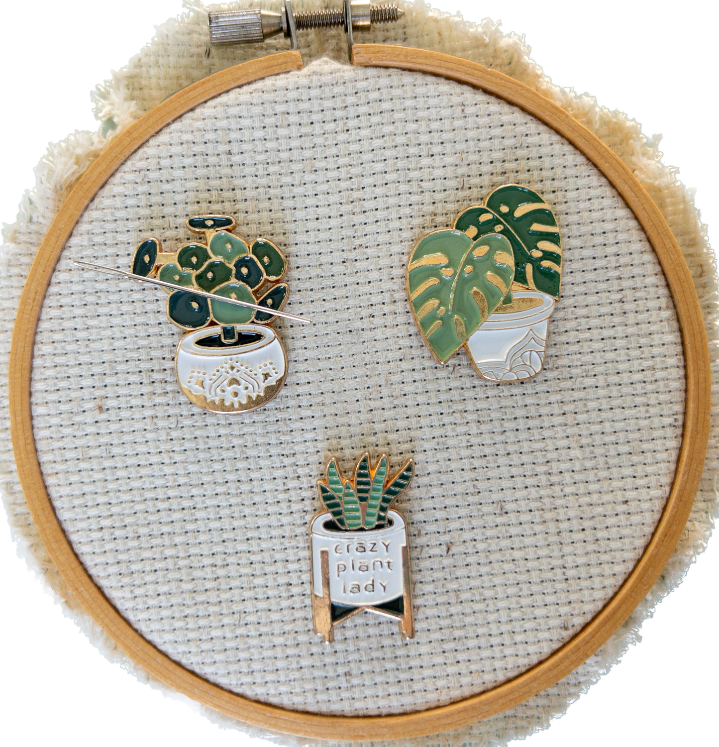 Potted House Plant Enamel Needle Minder