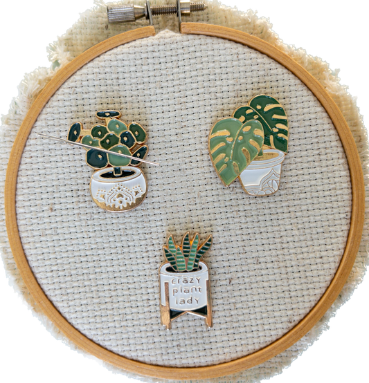 Potted House Plant Enamel Needle Minder