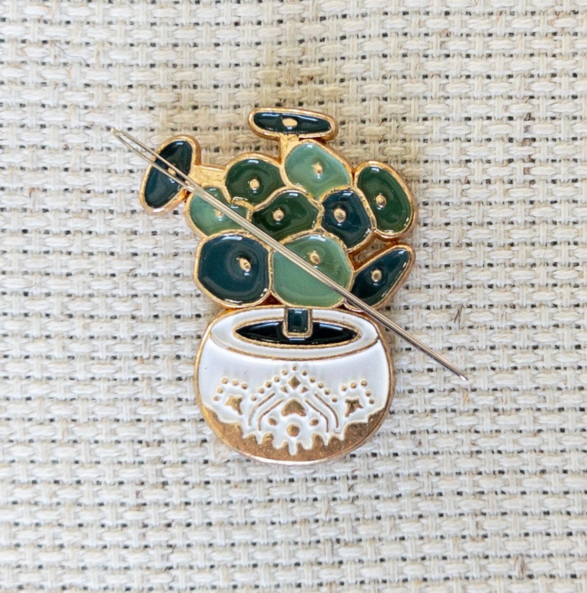 Potted House Plant Enamel Needle Minder