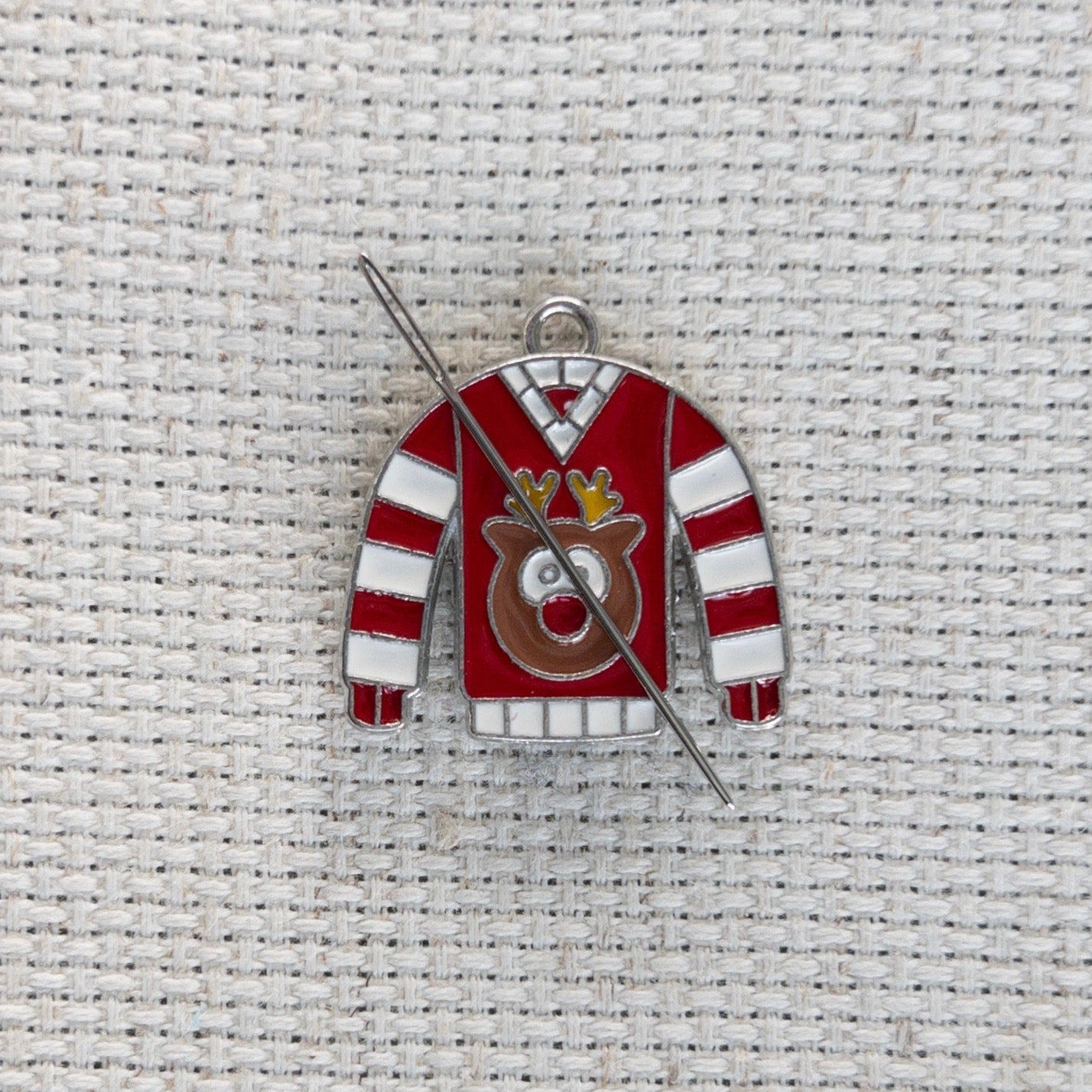 Reindeer Christmas Sweater Enamel Needle Minder