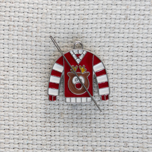 Reindeer Christmas Sweater Enamel Needle Minder