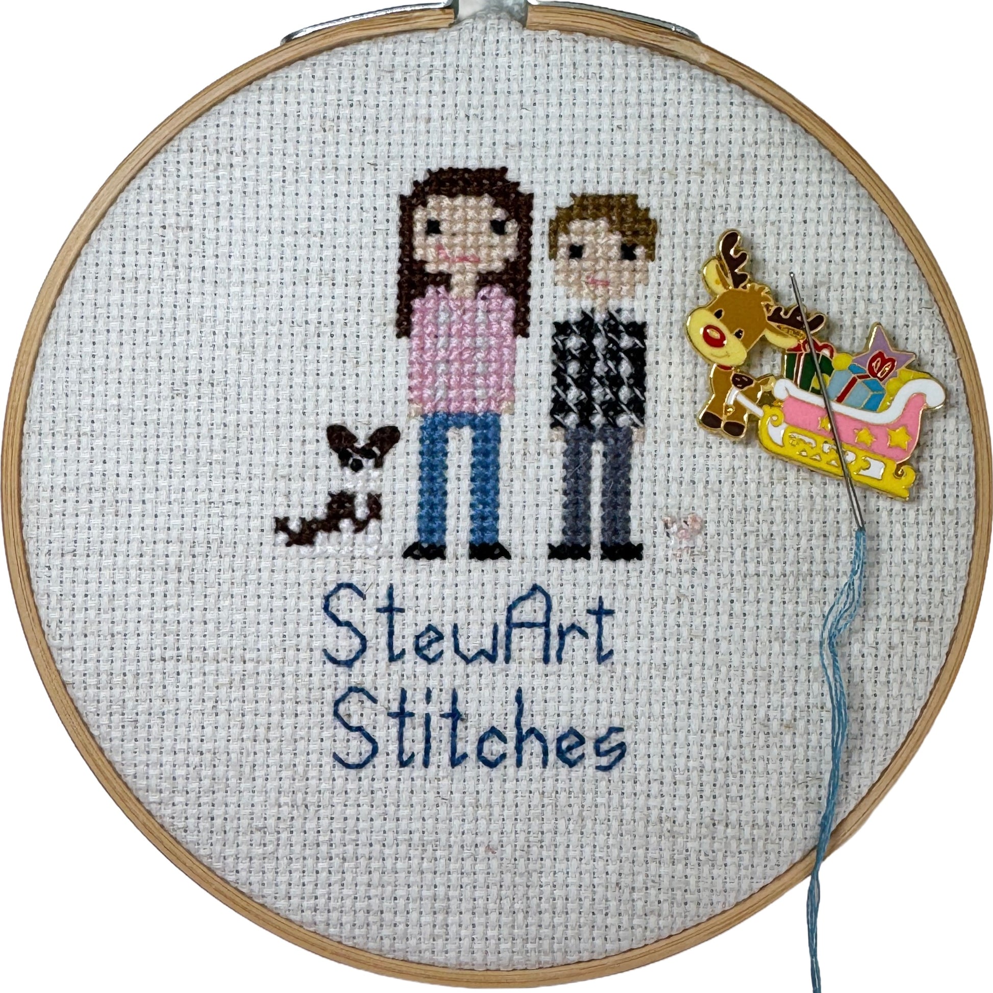 Reindeer and Sleigh Enamel Needle Minder