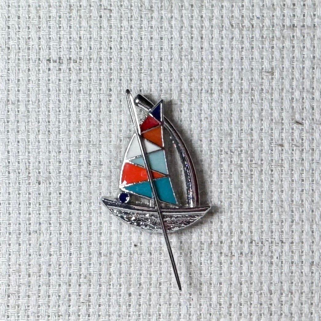 Sail Boat Enamel Needle Minder