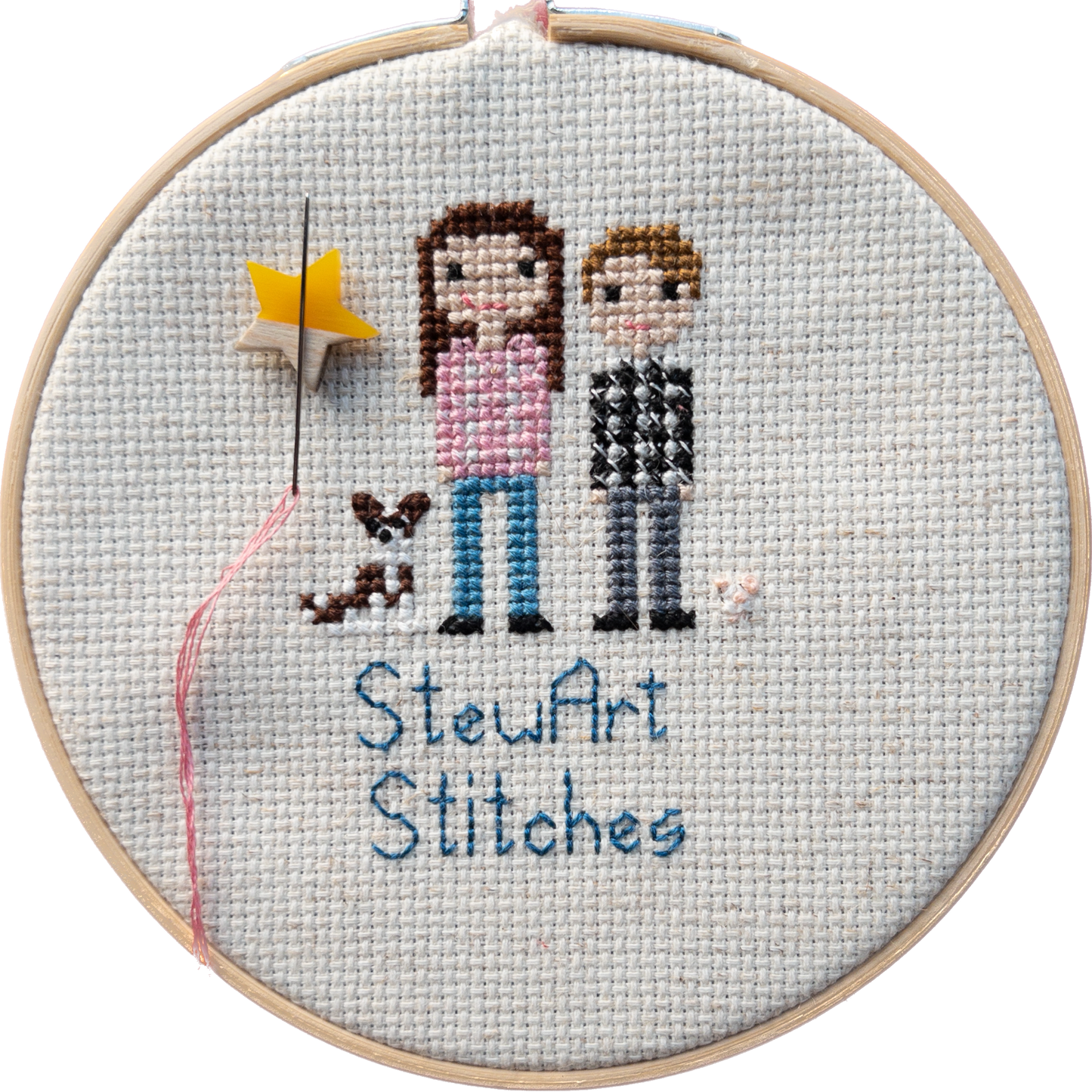 Star shaped magnetic needle minder with yellow resin and natural wood – ideal for cross stitch, embroidery, needlepoint, quilting, and hand sewing. A unique and functional needle holder for stitchers and crafters.