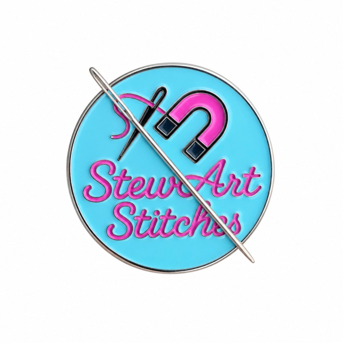 StewArt Stitches Magnetic Enamal Needle Minder for needlepoint, cross stitch, embroidery and sewing projects.