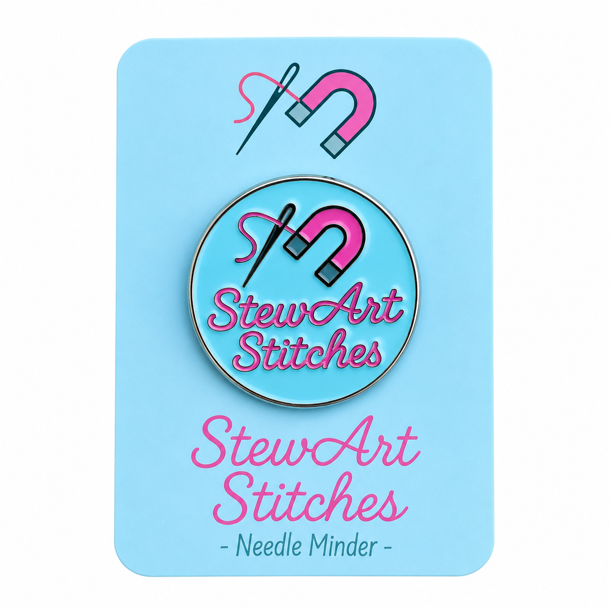 StewArt Stitches Magnetic Enamal Needle Minder for needlepoint, cross stitch, embroidery and sewing projects.