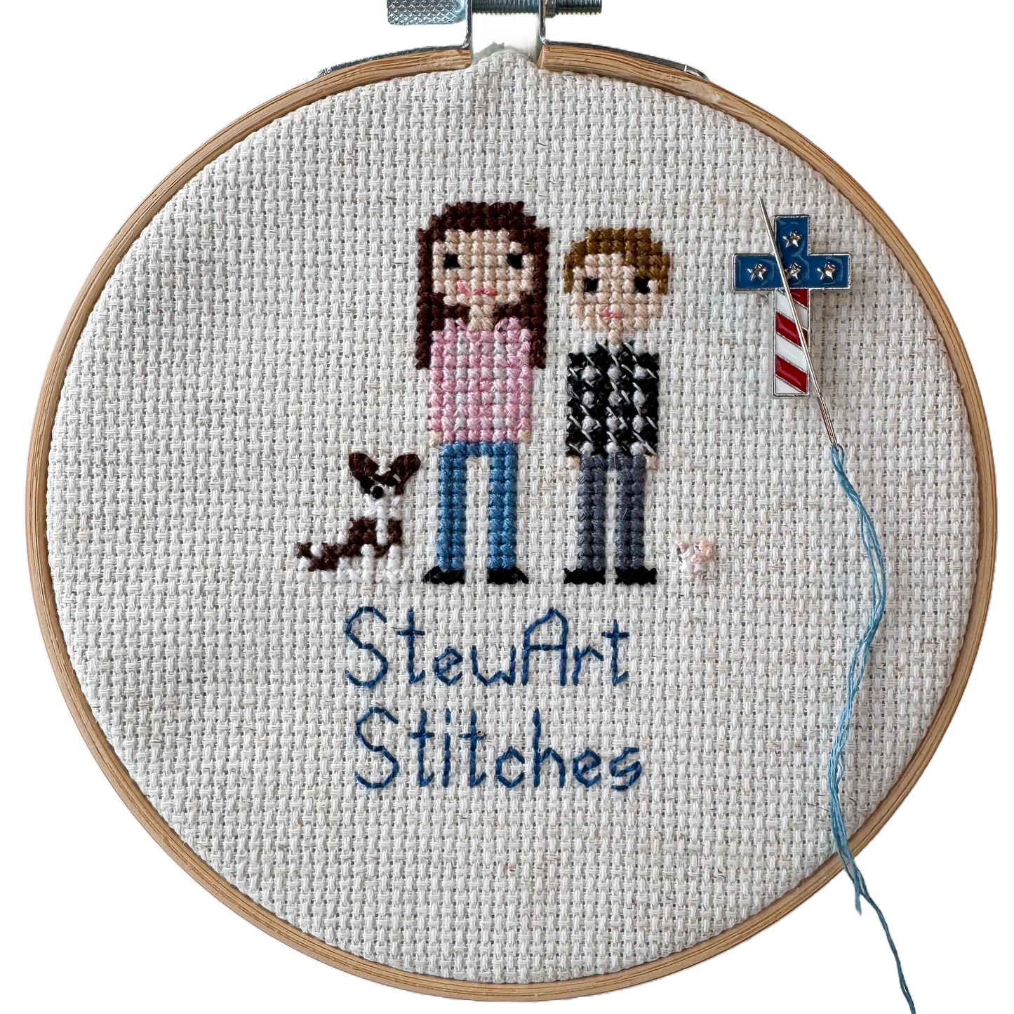 USA Flag Cross  Enamel Needle Minder 