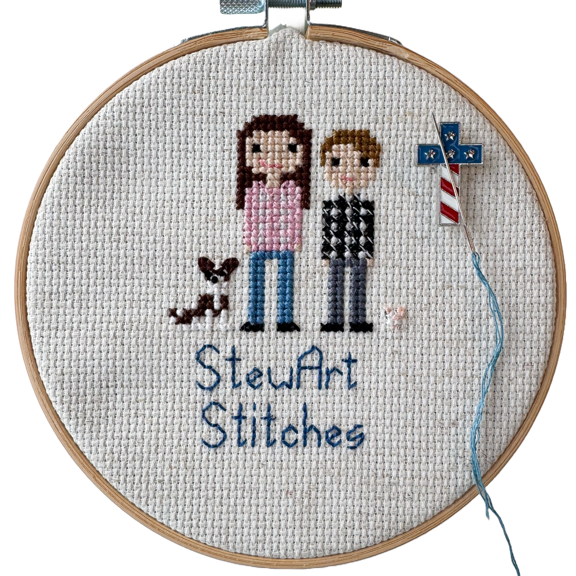 USA Flag Cross  Enamel Needle Minder 