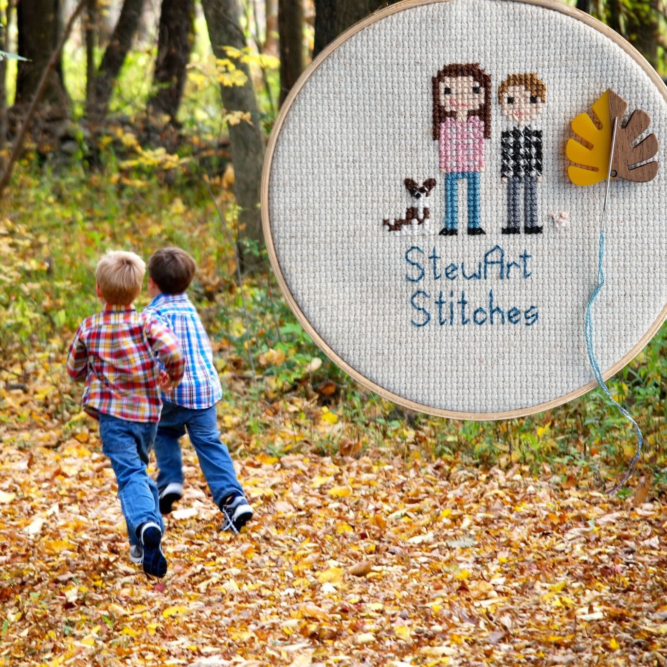 Autumn leaf magnetic needle minder made of wood and yellow resin accessory for cross stitch, embroidery, and needlepoint – fall stitching gift.