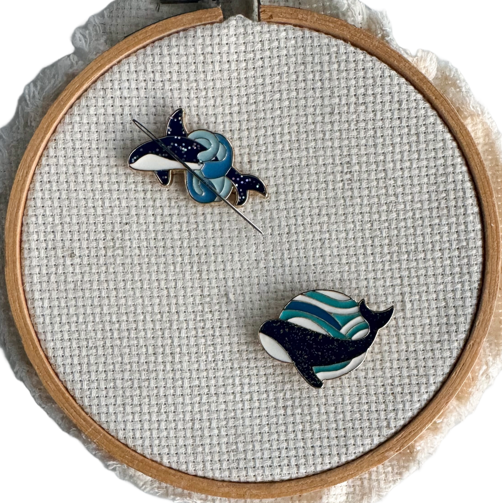 Whale Enamel Needle Minders