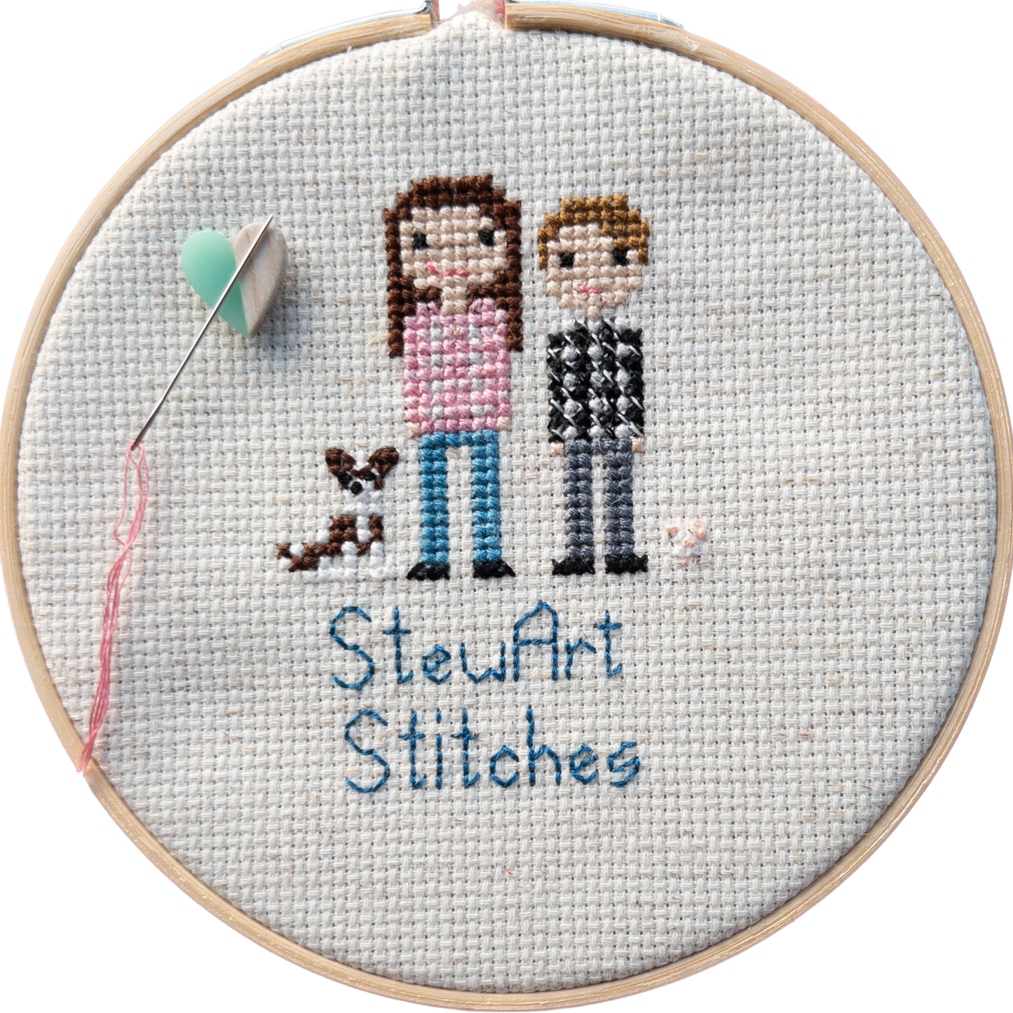 Heart shaped magnetic needle minder with green resin and brown wood – perfect for cross stitch, embroidery, needlepoint, quilting, and hand sewing. A unique and functional needle holder for stitchers and crafters.