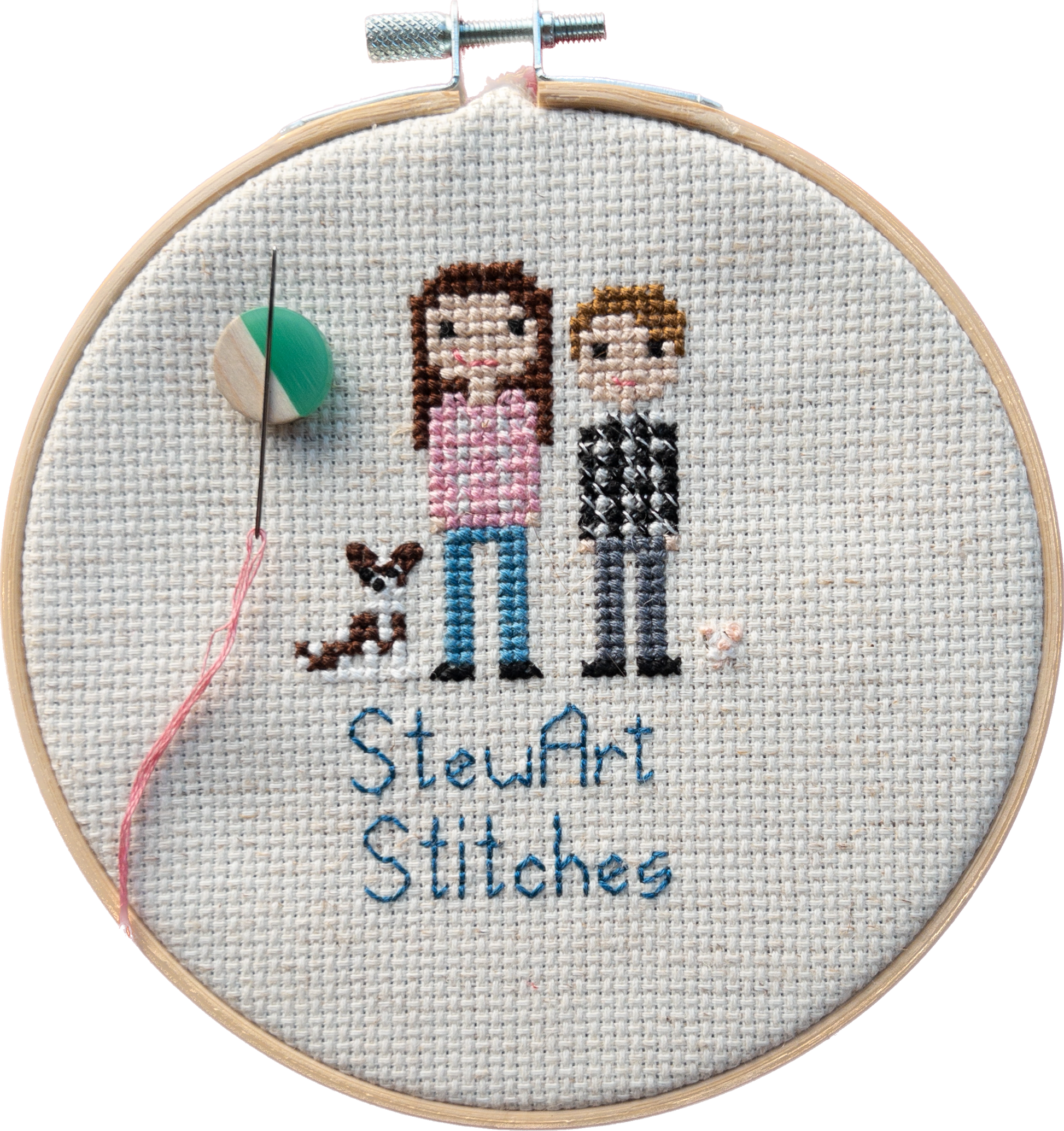 Circle shaped magnetic needle minder with green resin and natural wood – perfect for cross stitch, embroidery, needlepoint, quilting, and hand sewing. A unique and functional needle holder for stitchers and crafters.