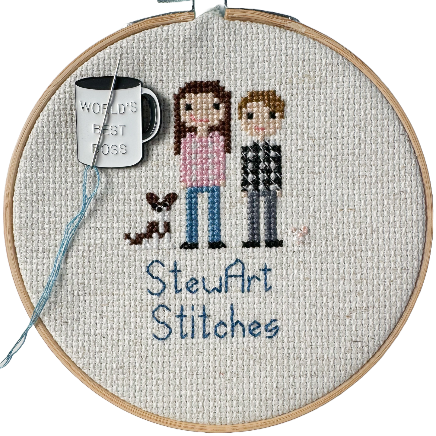 World's Best Boss magnetic enamel needle minder – funny stitching accessory for cross stitch, embroidery, sewing, quilting, or needlepoint. Great gift for coworkers, coffee lovers, or fans of The Office.