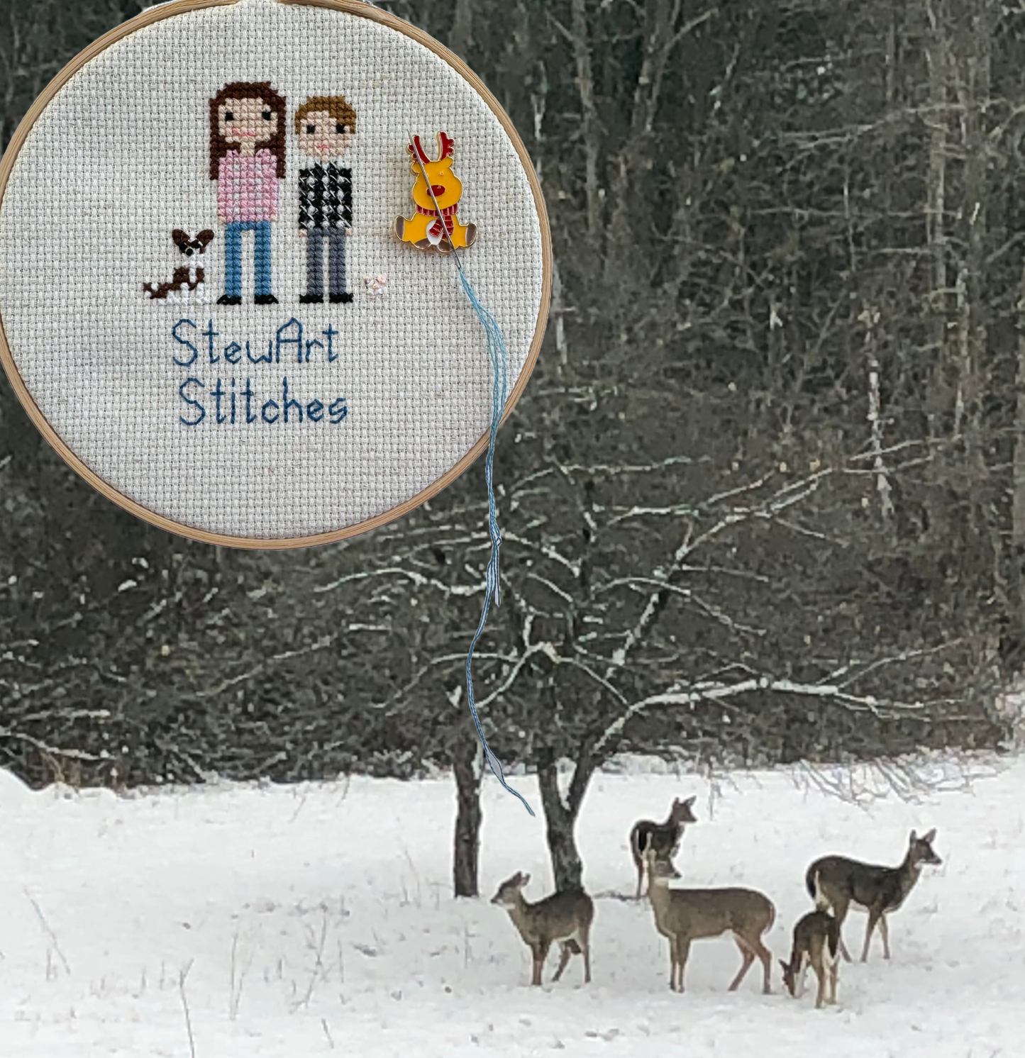 Snowy Winter Enamel Needle Minders - set of 3