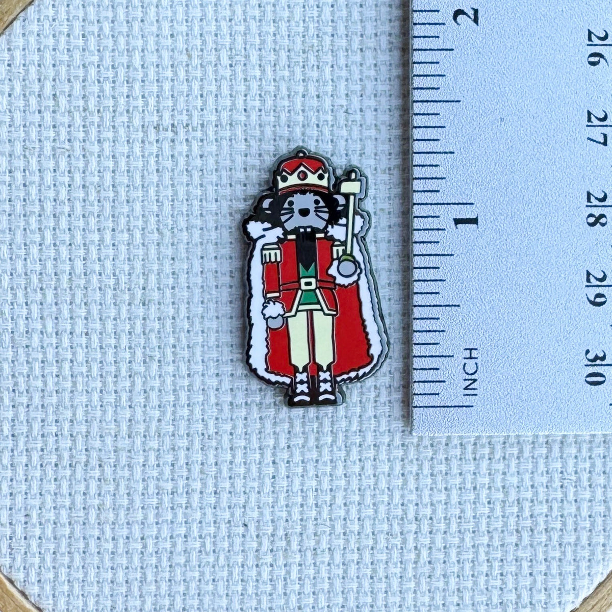 Mouse rat king nutcracker Magnetic Enamal Needle Minder for cross stitch, embroidery and needlepoint.